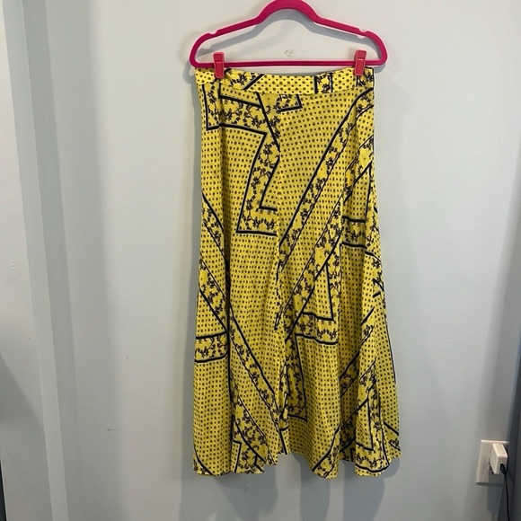Ganni Silk Mix Skirt minion yellow 42/US 10 - Picture 6 of 8